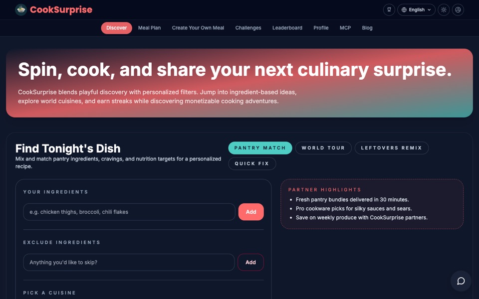 CookSurprise — live product