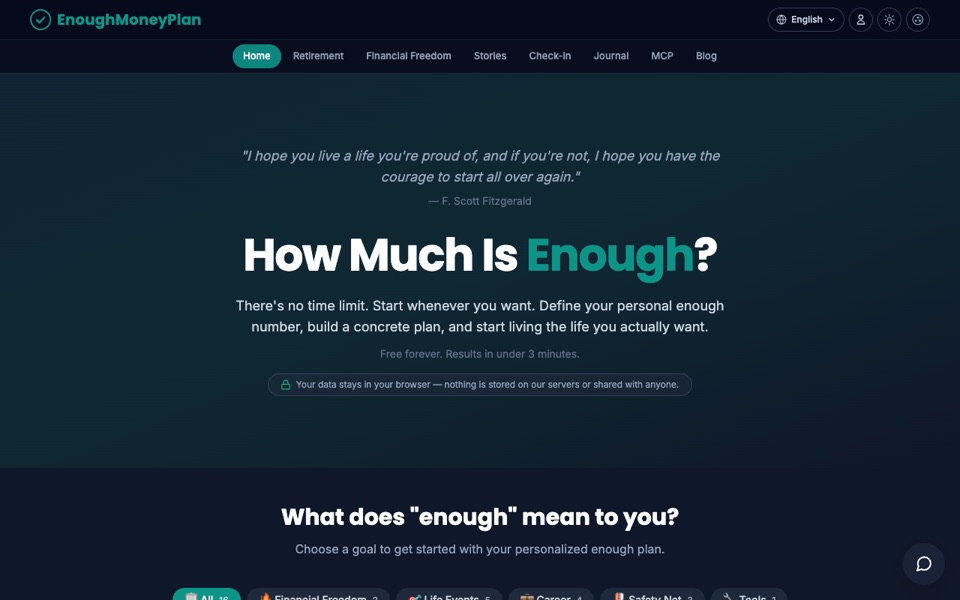 EnoughMoneyPlan — live product