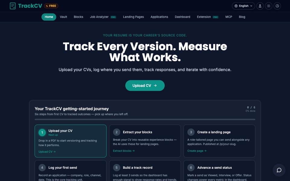 TrackCV — live product
